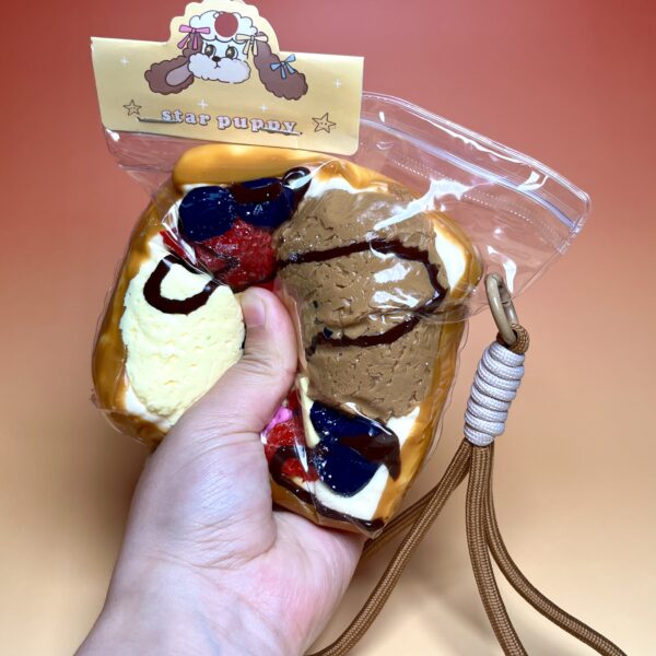 Ice Cream Double Scoop Toasttaba squishy slime squishies tabba squishies kidstoysFood-Grade Silicone Slow-Rising Rebound Squishy Fidget Toys for Stress Relief - Soft Squeeze Toys with Thick Creamy Slime Texture, Handmade Non-Toxic Sensory Toys