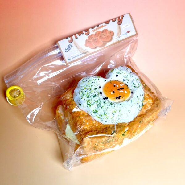 Double layered thick toast with heart-shaped eggs and cheesetaba squishy slime squishies tabba squishies kidstoysFood-Grade Silicone Slow-Rising Rebound Squishy Fidget Toys for Stress Relief - Soft Squeeze Toys with Thick Creamy Slime Texture, Handmade Non-Toxic Sensory Toys